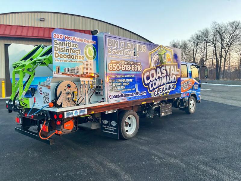 Coastal Command truck rear view with hydraulic bin-lifting system